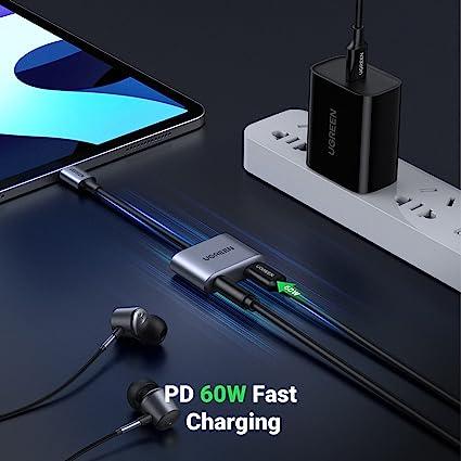 محول يوجرين من USB-C إلى 3.5 ملم مع PD - صوت عالي الجودة