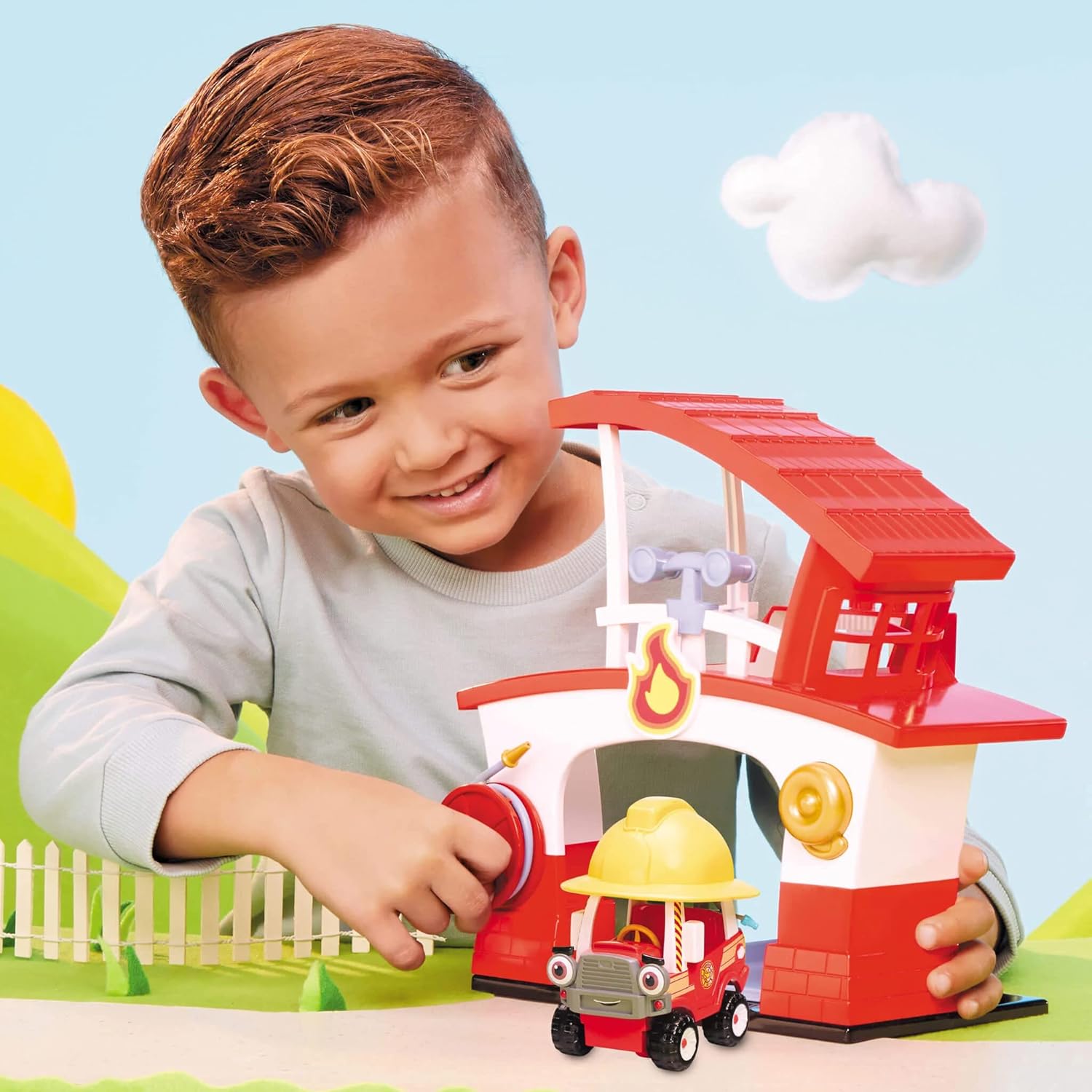 Little Tikes Let’s Go Cozy Coupe Fire Station Playset For Tabletop & Floor Play - Includes Cozy Fire Truck, Rescue Hat, Barbecue Grill & Fire Hydrant