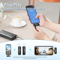 Boya Wireless Microphone System with 1 Receiver 2 Transmitters Charging Box