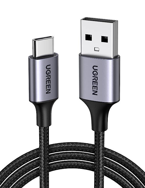 كابل يوجرين USB-A إلى USB-C 1م - مضفر، متين، أسود