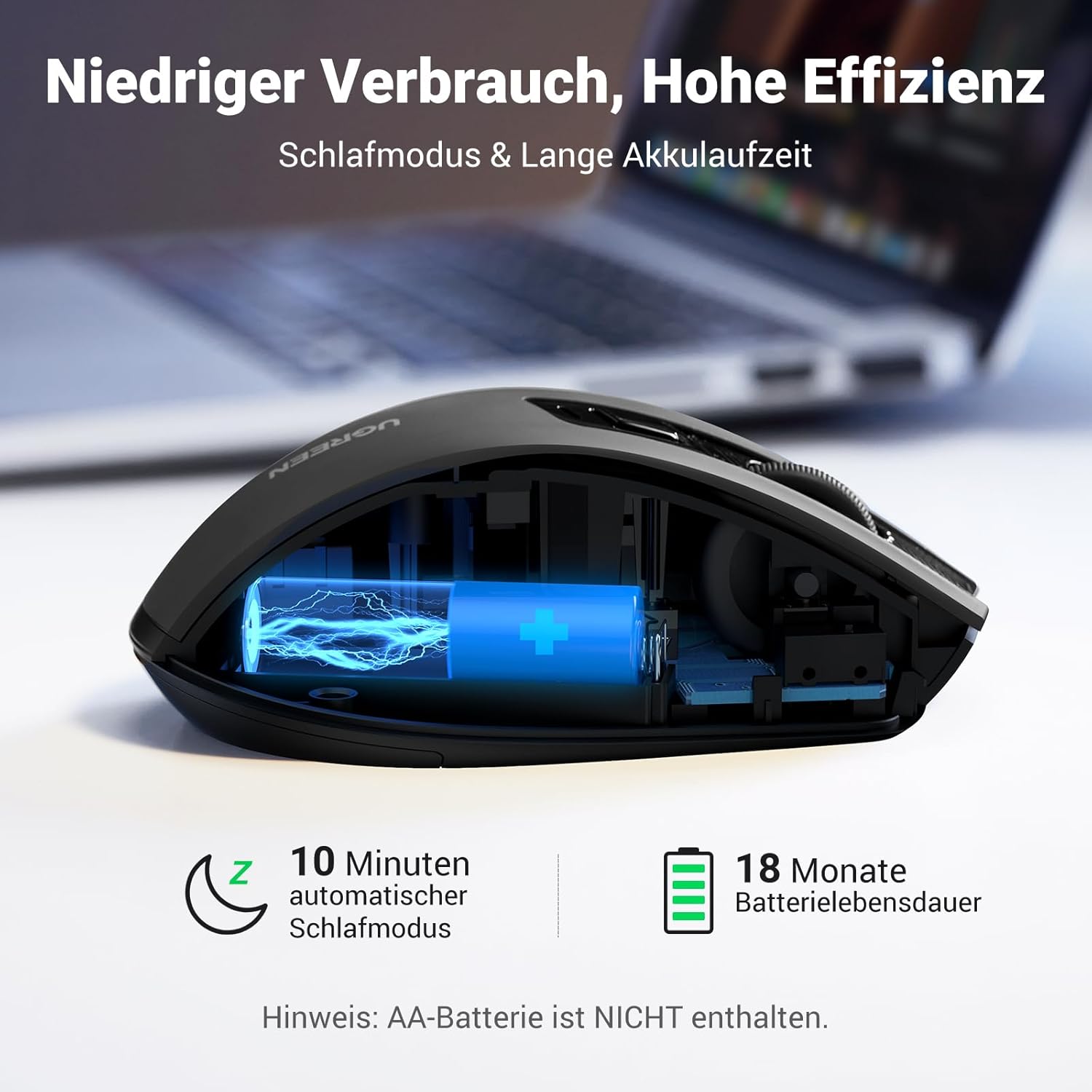 UGREEN Wireless Mouse 4000 DPI, Ergonomic & Silent MU006