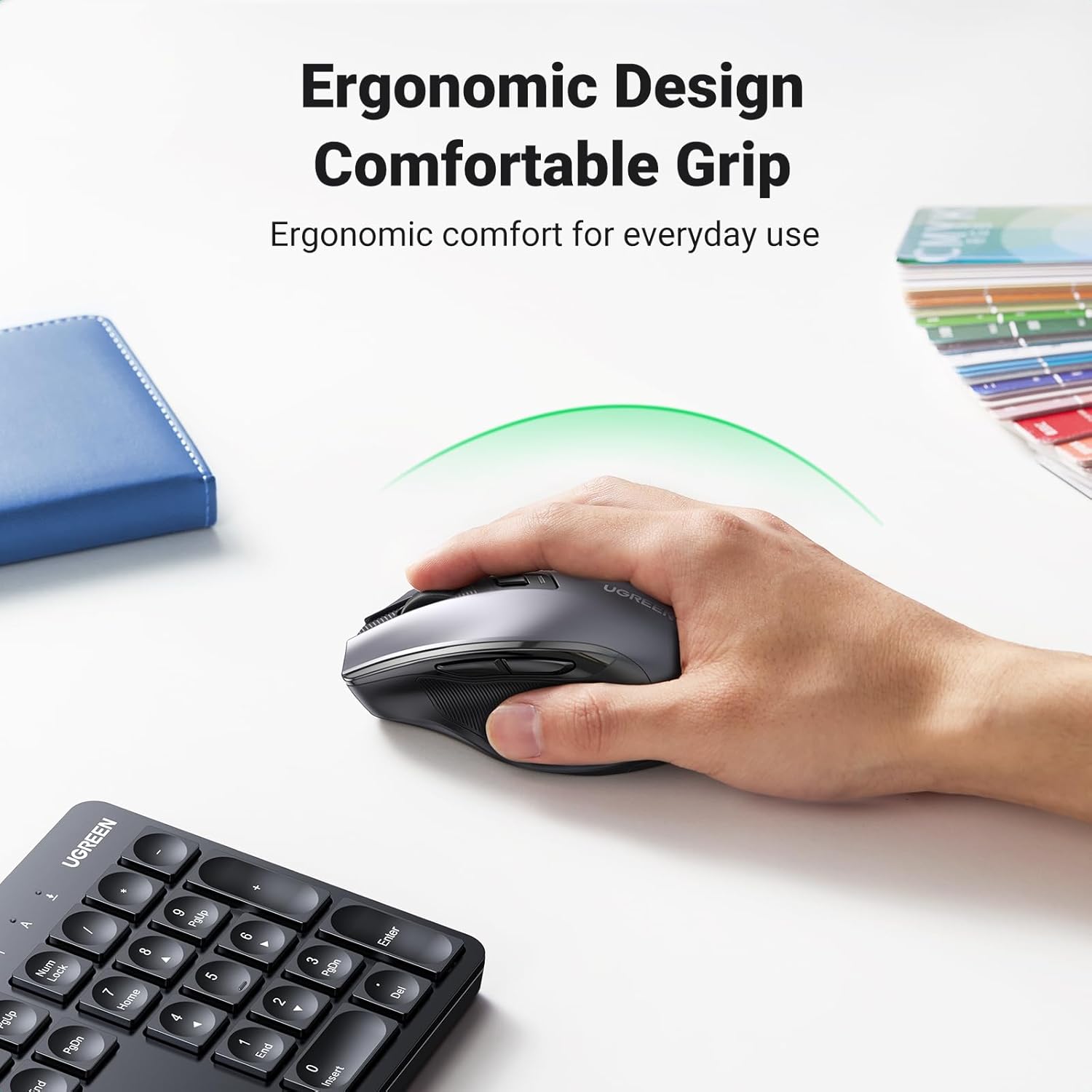 UGREEN MK006 Wireless Keyboard & Ergonomic Mouse Combo, Black