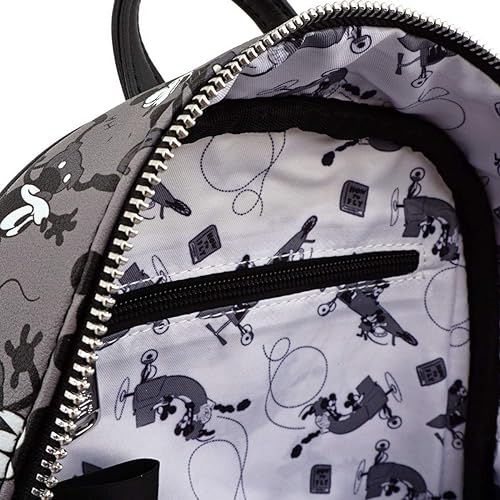 من فانكو Disney Mickey Mouse Plane Crazy Mini Backpack حقيبة الظهر من الجلد الصناعي مع تفاصيل مطبوعة