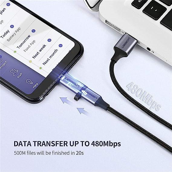 محول يوجرين USB-C إلى Micro USB (رمادي) - تحويل عالي السرعة