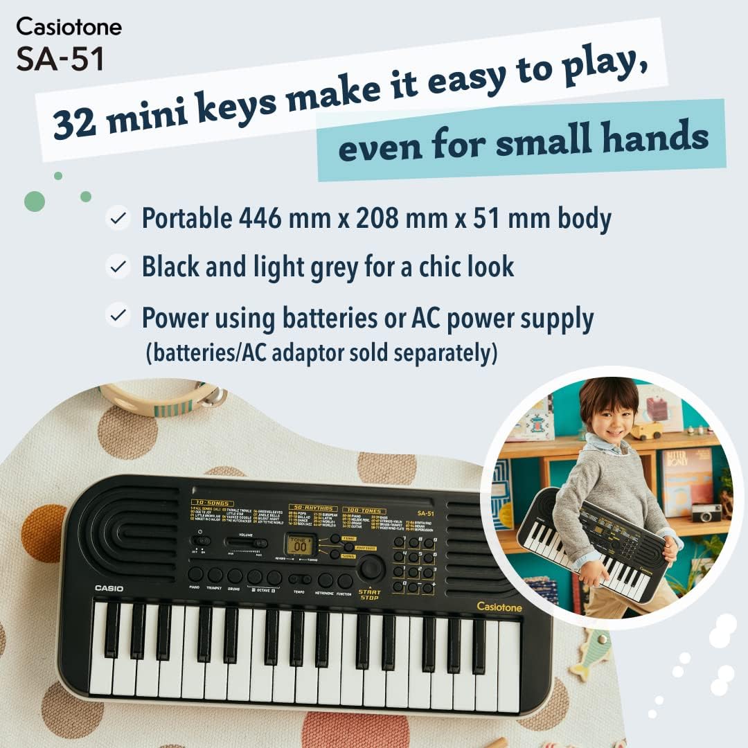 Casio tone Mini Keyboard with Piano tones - Black Casio tone Mini Keyboard with Piano tones - Black
