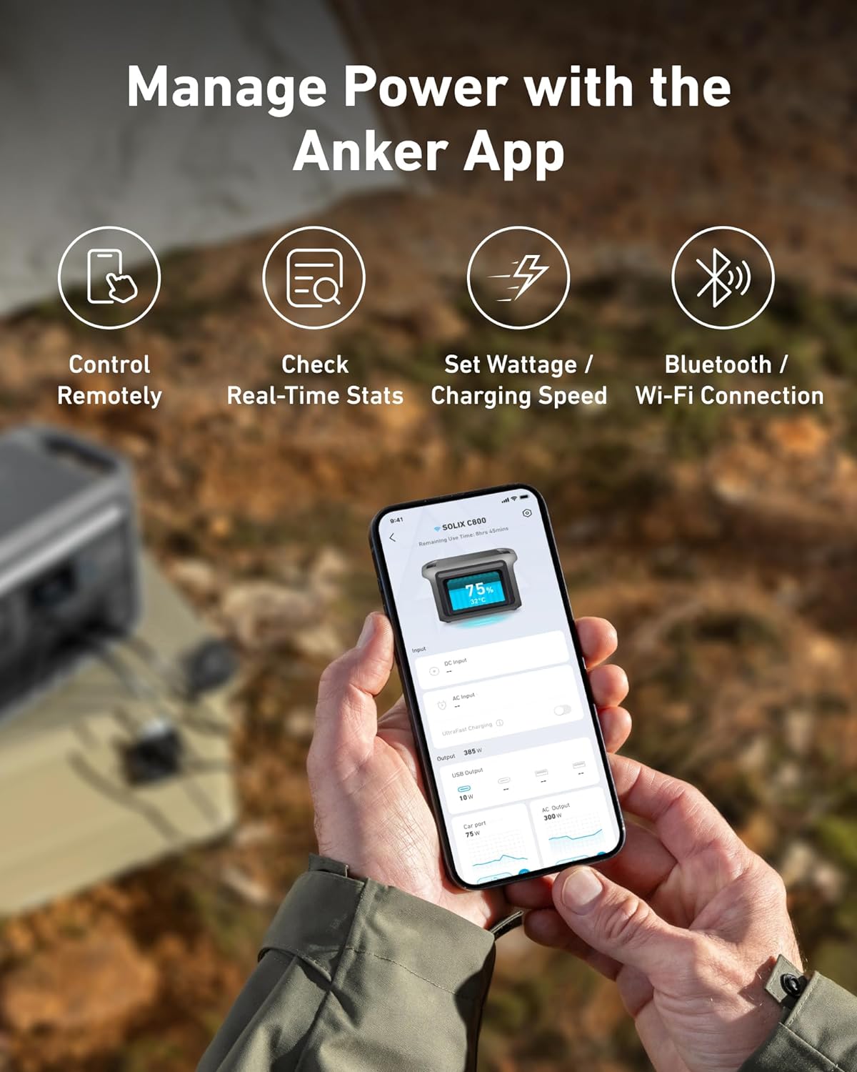 Anker SOLIX C800 Portable Power Station, 1200W (Peak 1600W) Solar Generator