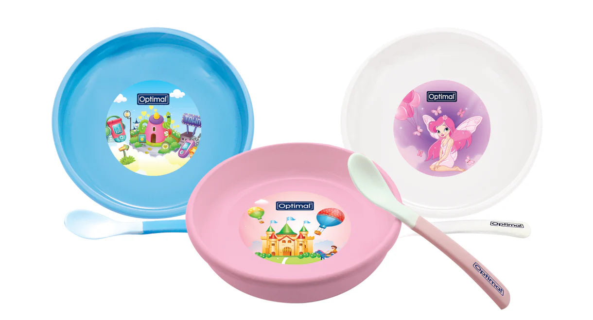 طبق رضاعة غير قابل للانزلاق Optimal – للأطفال، ألوان متنوعة