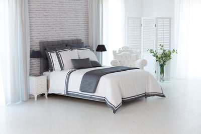 Givi Lulu Oxford Pillowcase - White & Taupe Luxury Cover