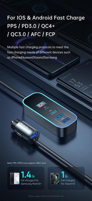 Mcdodo 107W Five Ports Digital Display Car Charger -Metallic gray Mcdodo 107W Five Ports Digital Display Car Charger -Metallic gray