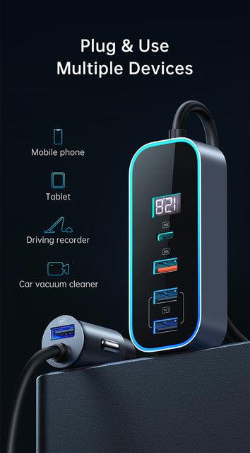 Mcdodo 107W Five Ports Digital Display Car Charger -Metallic gray Mcdodo 107W Five Ports Digital Display Car Charger -Metallic gray