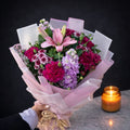 Mixed Flower Bouquet 15 – Pink Lily, Carnation & Lavender Stock