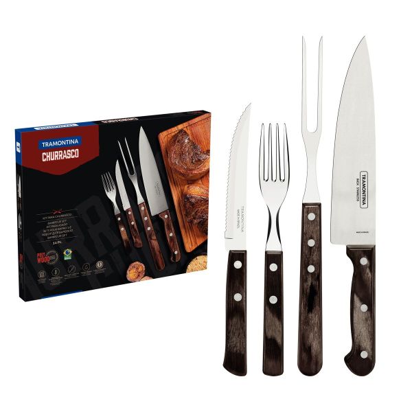 طقم أدوات باربكيو 14 قطعة Tramontina Churrasco Polywood