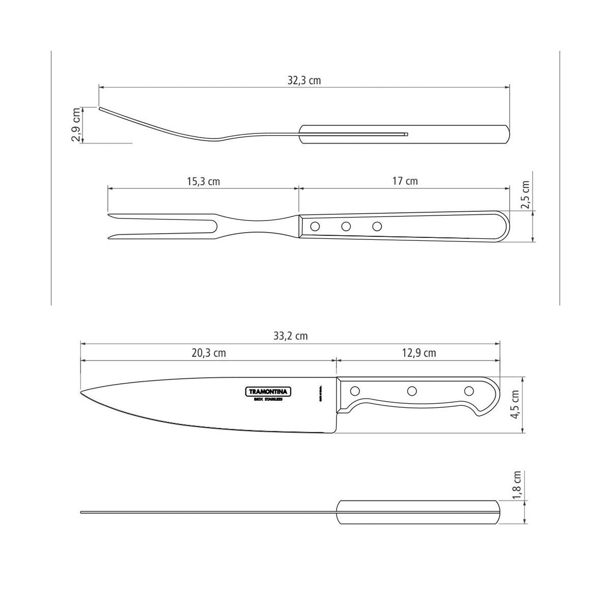 طقم أدوات باربكيو 14 قطعة Tramontina Churrasco Polywood