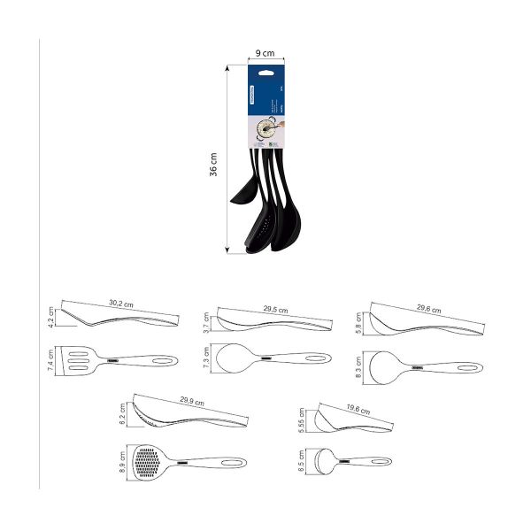طقم أدوات مطبخ 5 قطع Tramontina Ability – أسود طقم أدوات مطبخ 5 قطع Tramontina Ability – أسود