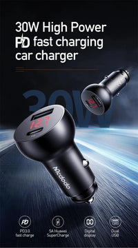 Mcdodo 30W PD 5A Fast Car Charger - Black