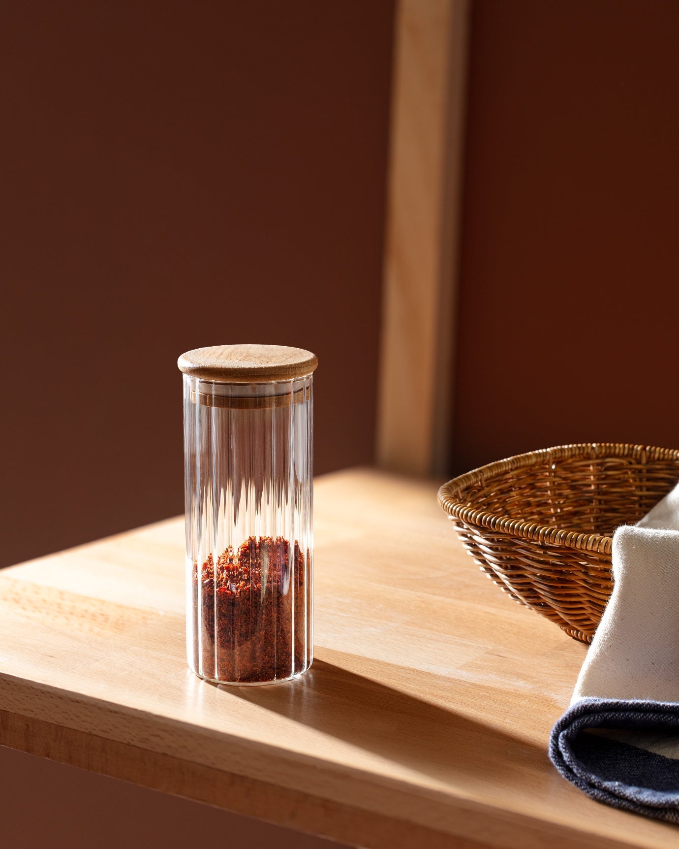 Lunel Cylinder Glass Spice Jar With Optics- 360ml - Madame Coco JO