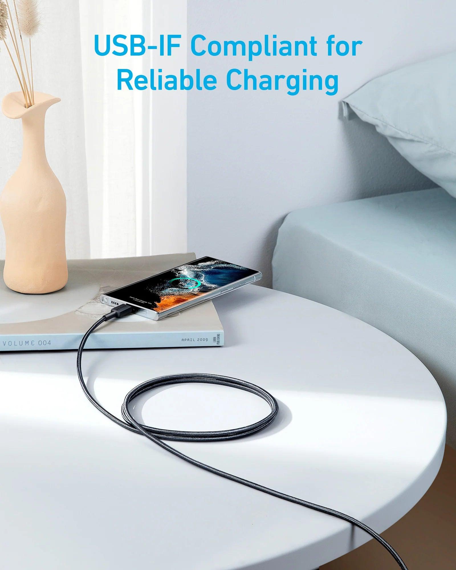 كابل Anker 322 USB-C إلى USB-C مضفر بطول 0.9 متر