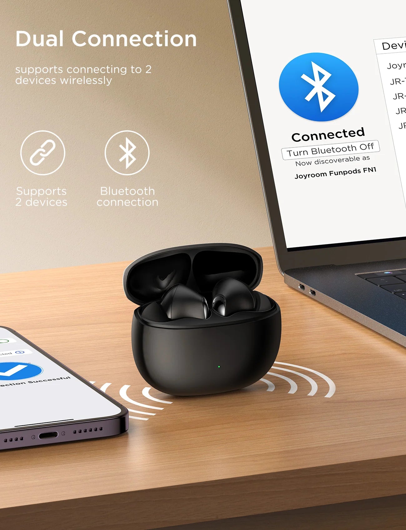 JOYROOM JR-FN1 ANC Earbuds | Wireless, 35h Battery, IP54 JOYROOM JR-FN1 ANC Earbuds | Wireless, 35h Battery, IP54