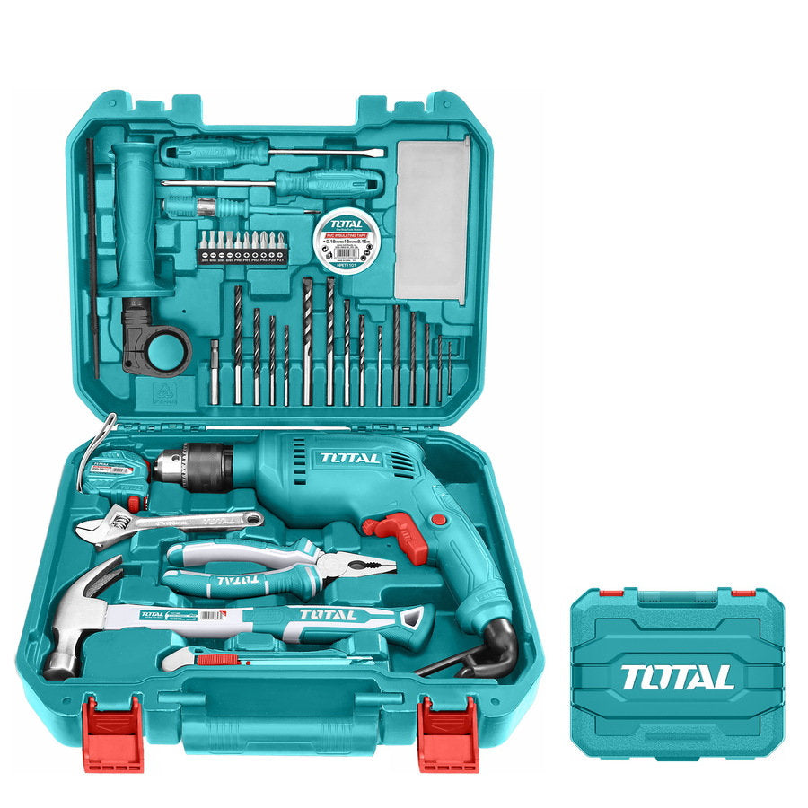 Total 680W Electric Drill with 115-Piece Tool Set Complete Solution