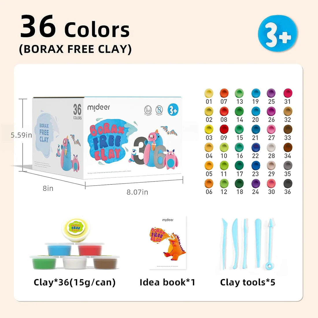 Mideer Borax Free Clay – 36 colors