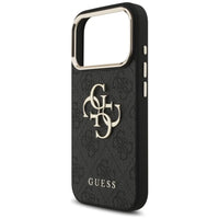 جراب GUESS MagSafe 4G من الجلد الصناعي لهاتف لايفون 17 برو - أسود