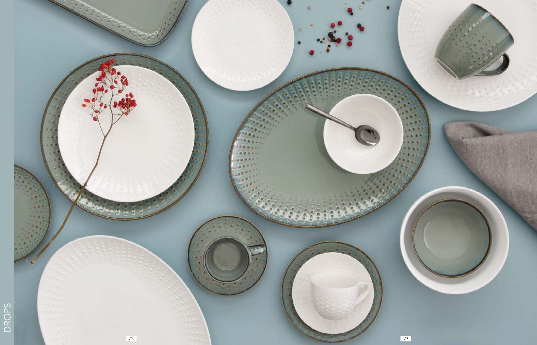Easy Life Drops Bowl 16cm – Celadon/White