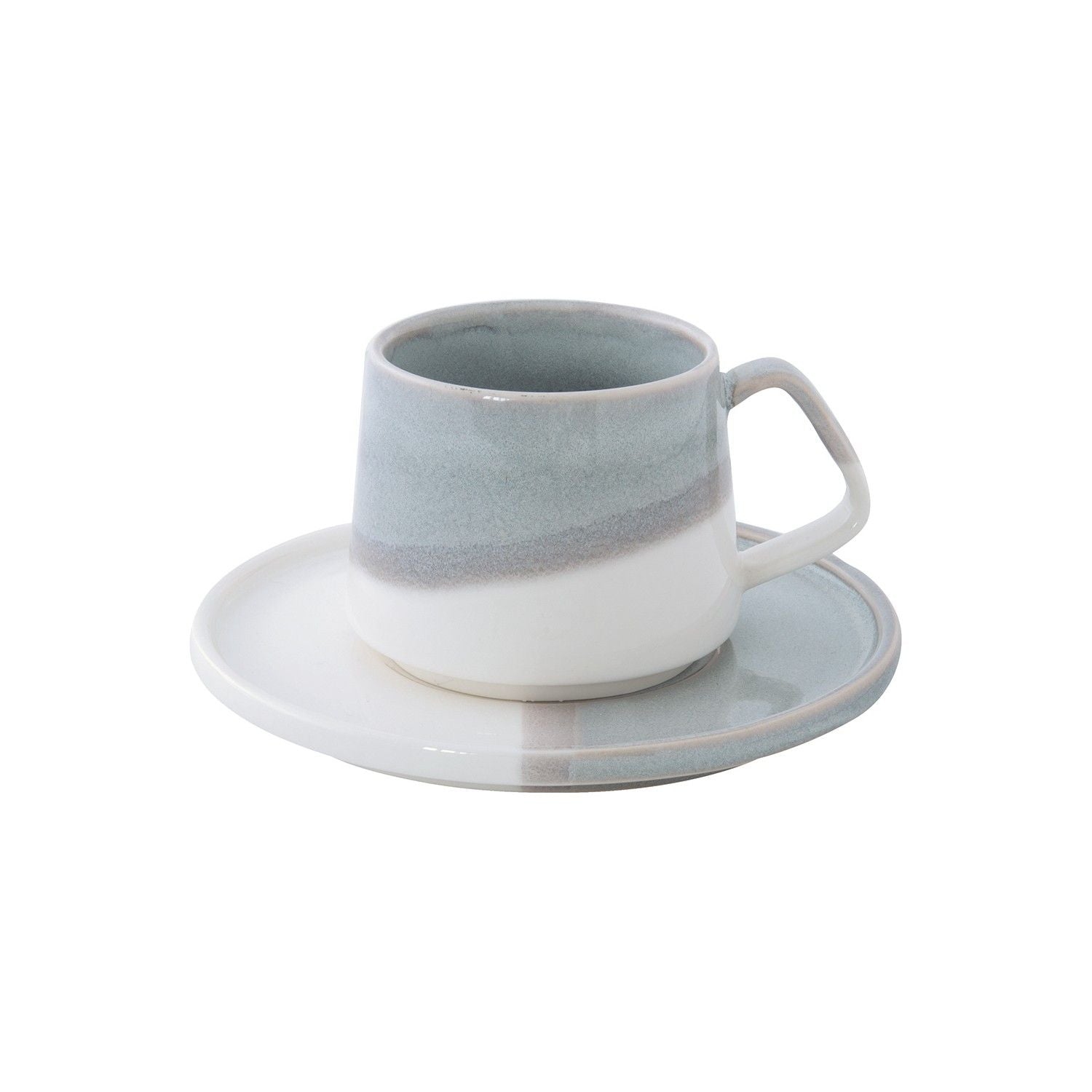 Easy Life Double Coffee Cup & Saucer 130ml – Beige/Gray
