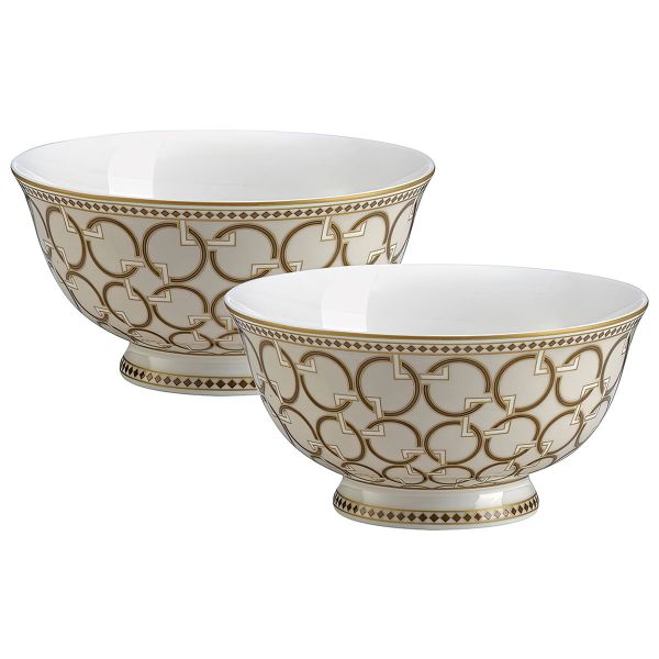 طقم زبديات 2 قطعة 11 سم من Easy Life Deco – ذهبي وأبيض