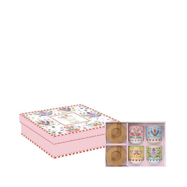 طقم فناجين قهوة 8 قطع 110 مل من Easy Life Spring Folk - ألوان متعددة