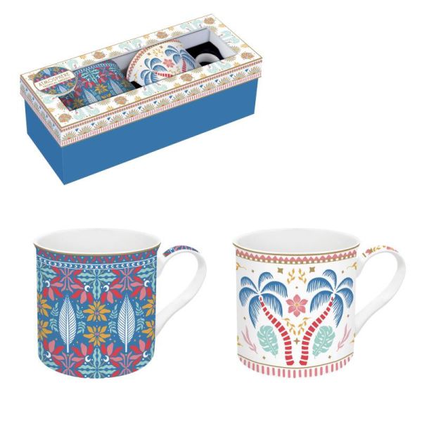 Easy Life Tropical Groovy Mug Set 2pcs 300ml - Multicolor Easy Life Tropical Groovy Mug Set 2pcs 300ml - Multicolor