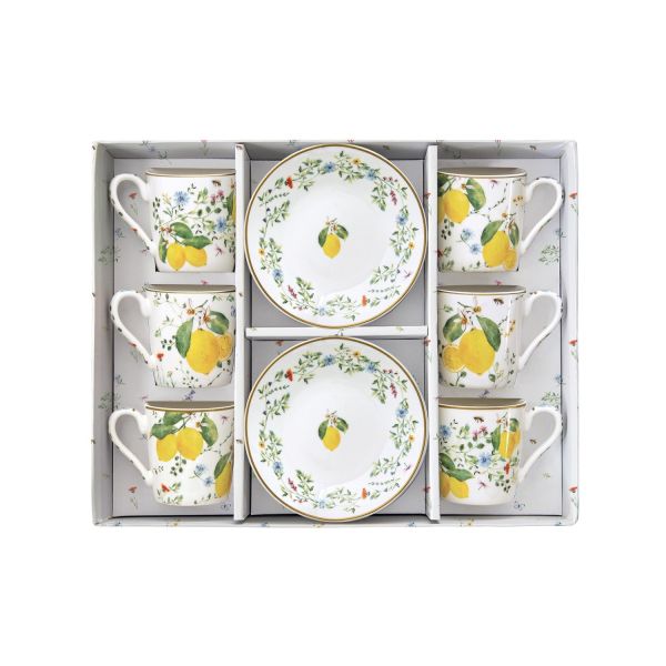 طقم فناجين قهوة 12 قطعة 100 مل Easy Life Fleurs et Citrons