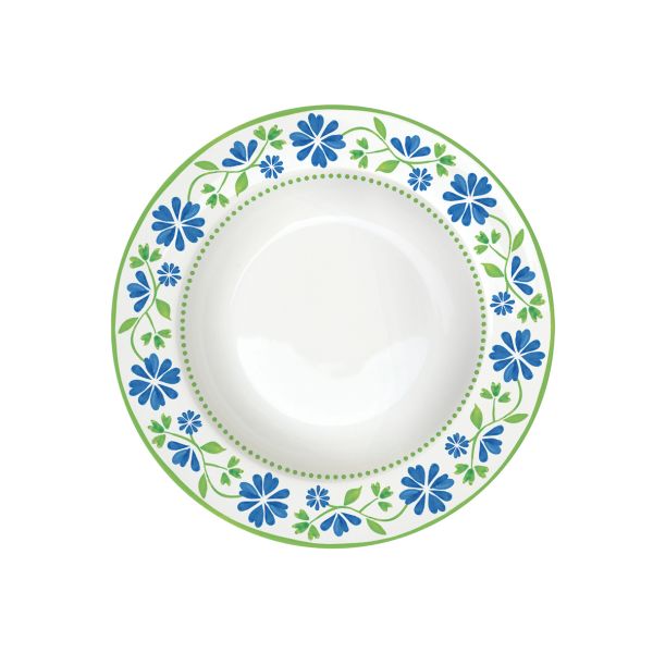 طبق شوربة 21.5 سم من Easy Life Flowers Garden - أزرق وأخضر