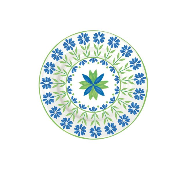 Easy Life Flowers Garden 19cm Side Plate - Blue & Green