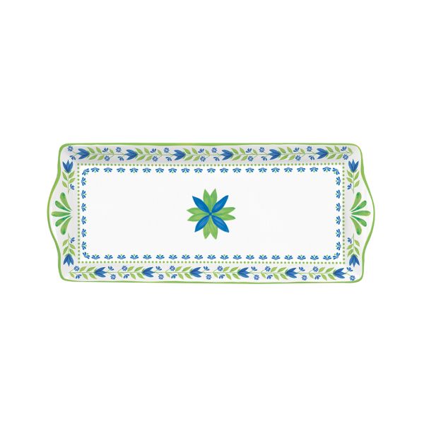 Easy Life Flowers Garden 35×15cm Serving Plate with Box - Blue & Green Easy Life Flowers Garden 35×15cm Serving Plate with Box - Blue & Green