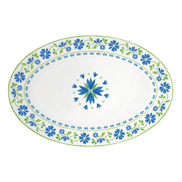طبق تقديم 35×23 سم من Easy Life Flowers Garden - أزرق وأخضر