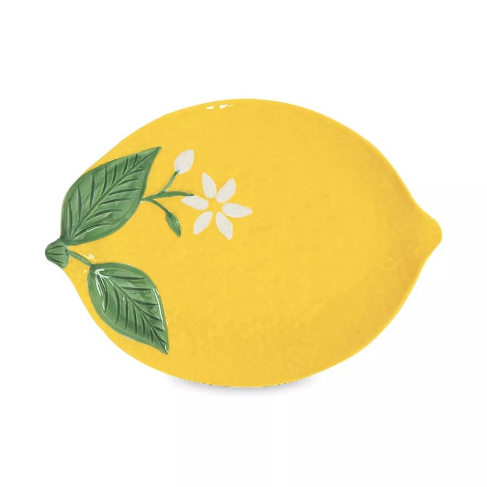 Easy Life Fleurs et Citrons Yellow Serving Plate