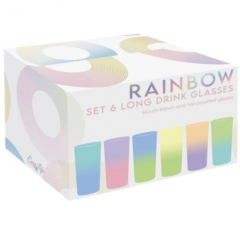طقم كاسات زجاج 6 قطع 430 مل Easy Life Rainbow - ألوان متعددة طقم كاسات زجاج 6 قطع 430 مل Easy Life Rainbow - ألوان متعددة