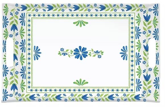 Easy Life Flowers Garden 47×31cm Serving Tray - Blue & Green Easy Life Flowers Garden 47×31cm Serving Tray - Blue & Green