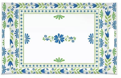 صينية 47×31 سم من Easy Life Flowers Garden - أزرق وأخضر