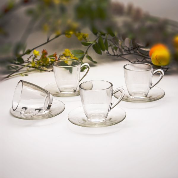 Cerve Domino 8-Piece Cups & Saucers Set – 130ml Each