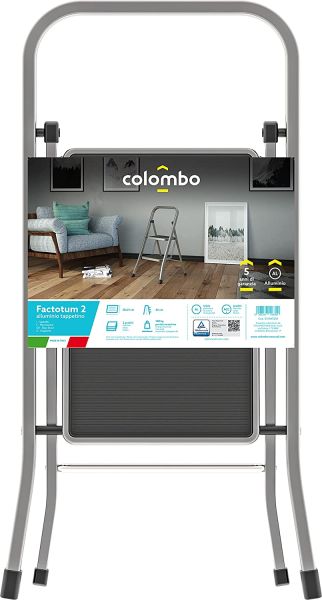 Colombo Factotum 2-Step Ladder - Silver | Safe & Durable Colombo Factotum 2-Step Ladder - Silver | Safe & Durable