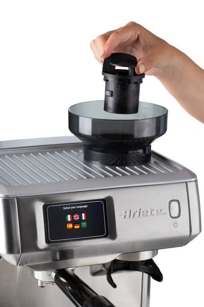 Ariete Espresso Machine with Digital Grinder – Silver