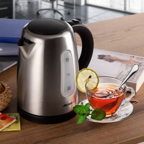 Ariete Breakfast 1.7L Electric Kettle – Silver, Fast Heating