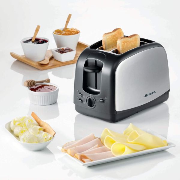 Ariete Breakfast 2-Slice Toaster – Silver, Stylish & Easy Use Ariete Breakfast 2-Slice Toaster – Silver, Stylish & Easy Use