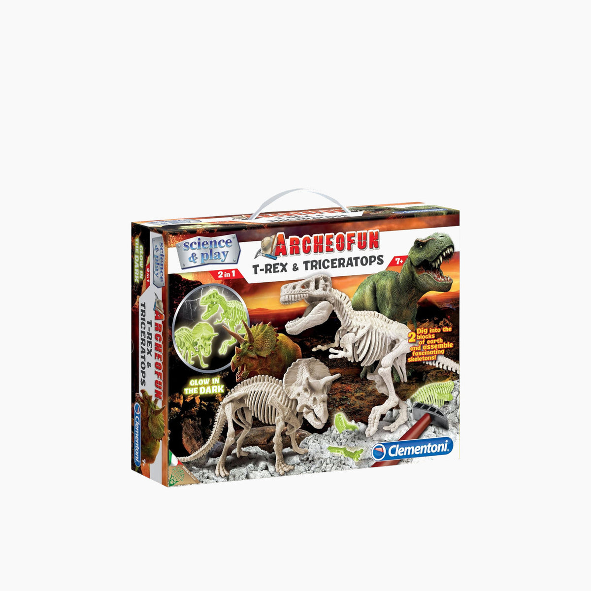Clementoni Archeo T-Rex & Triceratops Fluo