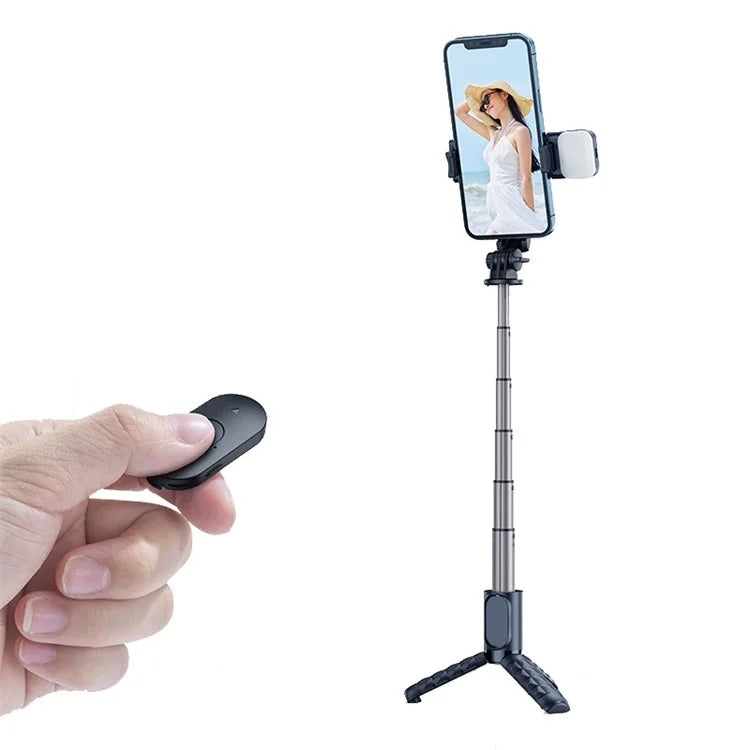 MCDODO Selfie Stick Tripod with Bluetooth Remote and Fill Light - Black