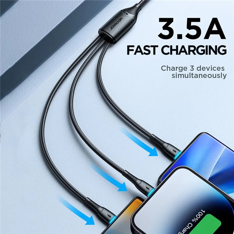 JOYROOM Starry Series 1.2m 3 in 1 Data Cable USB-A to IP +Type-C+ Micro 3.5A Charging Cable