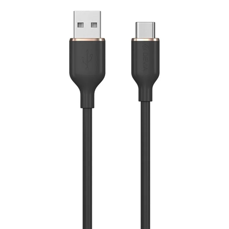 DEVIA Jelly Series 1.2m USB-A to Type-C Silicone Charging Cable Data Sync Cord - Black DEVIA Jelly Series 1.2m USB-A to Type-C Silicone Charging Cable Data Sync Cord - Black