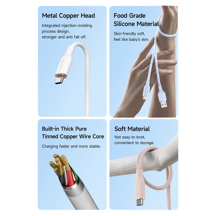 DEVIA Jelly Series 1.2m USB-A to Type-C Silicone Charging Cable Data Sync Cord - Black DEVIA Jelly Series 1.2m USB-A to Type-C Silicone Charging Cable Data Sync Cord - Black