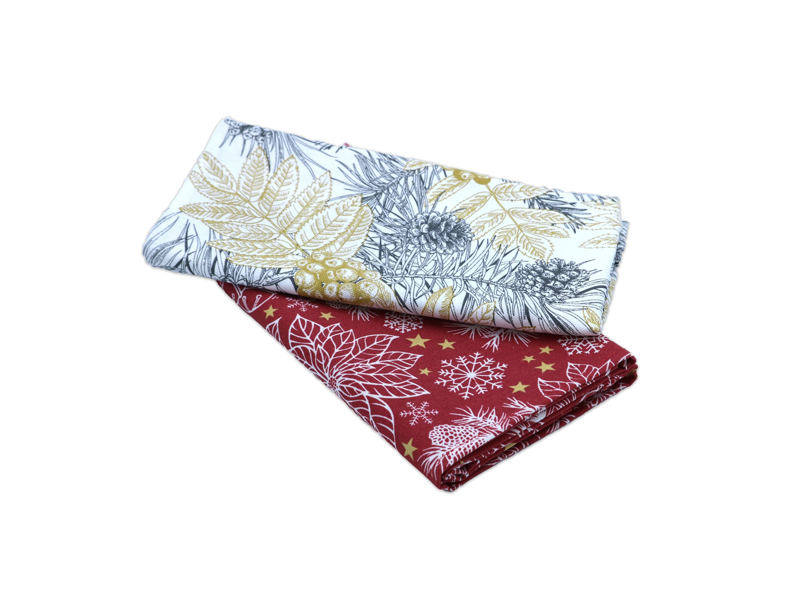 Dreams 2 Large Dinner Napkins Set - Red & Cream